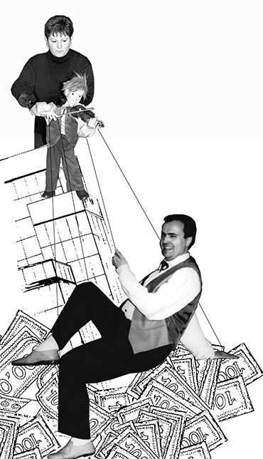 Geld vernarrt die Welt, Kabarettistisches Programm wie der Mensch zur Marionette und die Marionette zum Menschen wird, mit Regula Born und Peter-Matthias Born, 1997